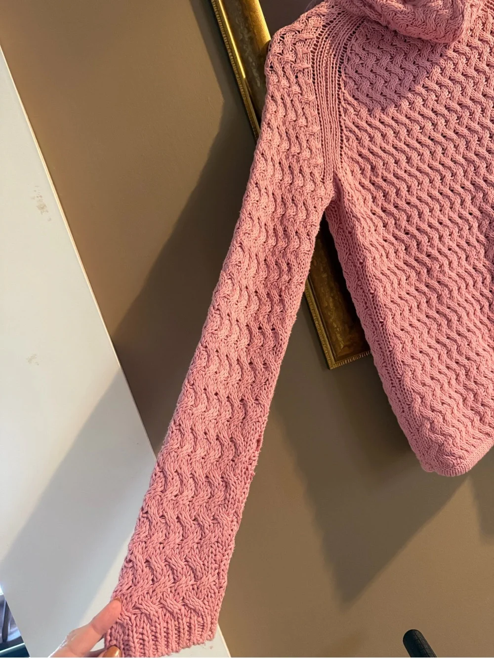 Free-est / Free People Knit Cardigan Pink Hooded Sweater NWOT S